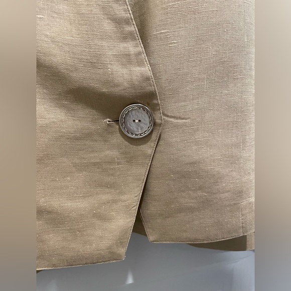TOTOnKO 100% Linen Blazer, Vintage in Natural Linen Beige Sz 8 - Picture 7 of 8